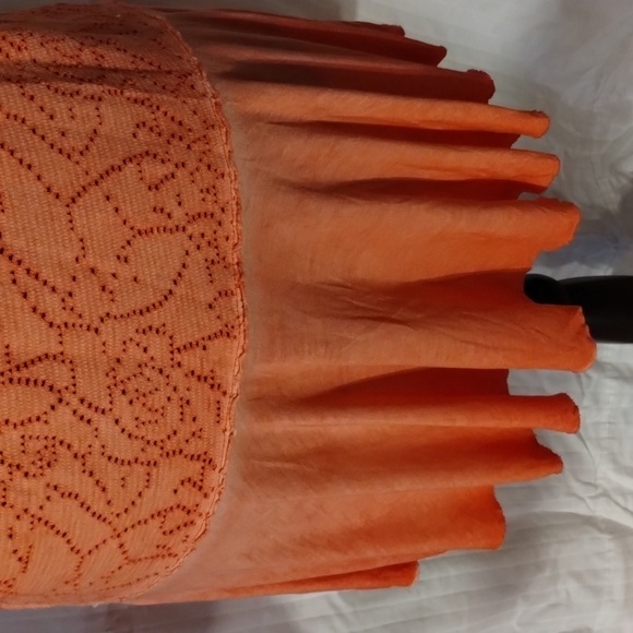 Free People orange racerback tunic Sz L Beautiful flare detail - Picture 7 of 11